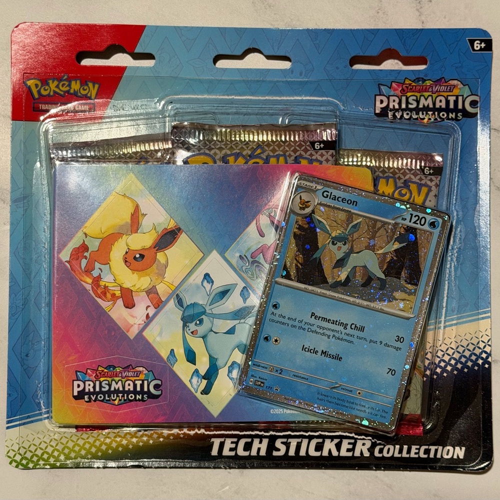 Pokemon SVP Tech Sticker Collection Glaceon Cosmo Holo with🌀Black Star Promo